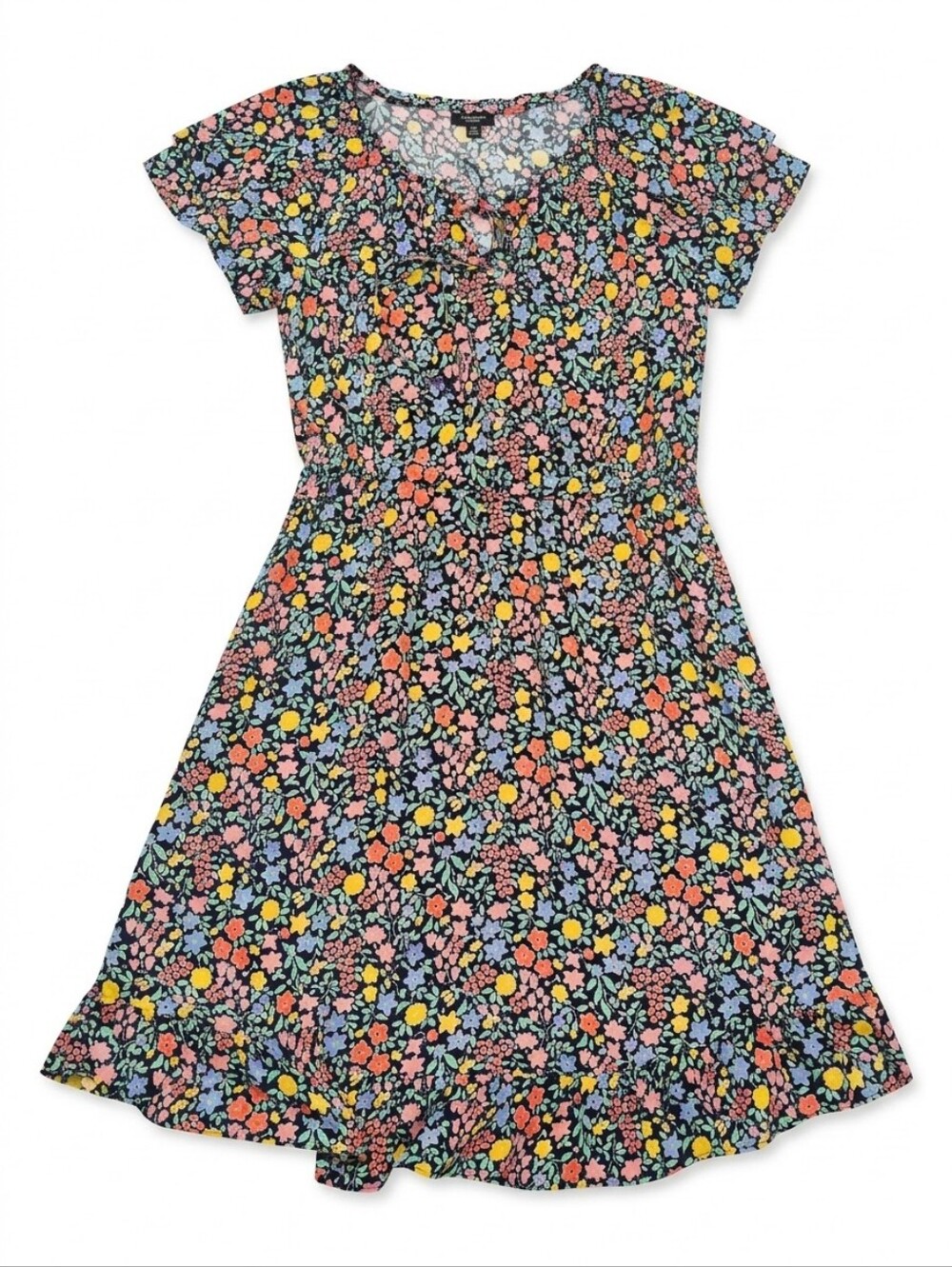 Talbots Petites Floral Flutter Sleeve Viscose Dress Size 8P